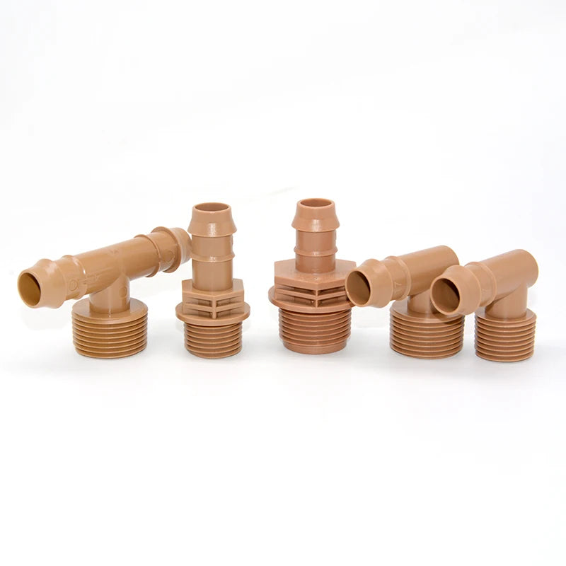 Garden Irrigation System Brown Barbed Connector Elbow 90 Degree Fittings 1/2  Inch 17mm Drip Hose