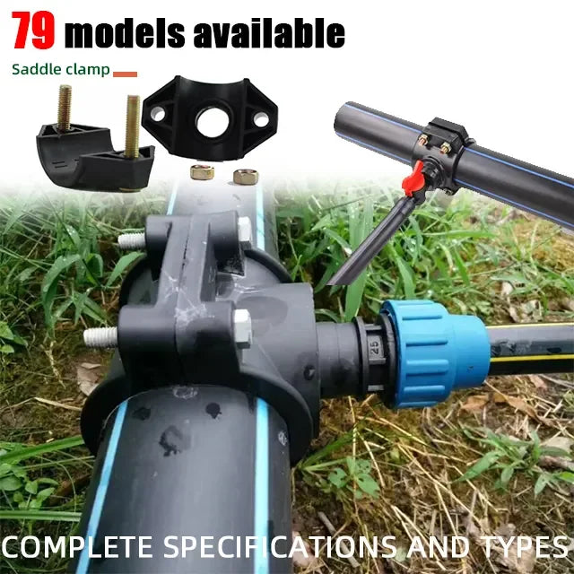 高品质鞍形夹 PN16 pp 夹子鞍形夹农场灌溉管件，适用于 HDPE LDPE PVC 管材滴灌系统