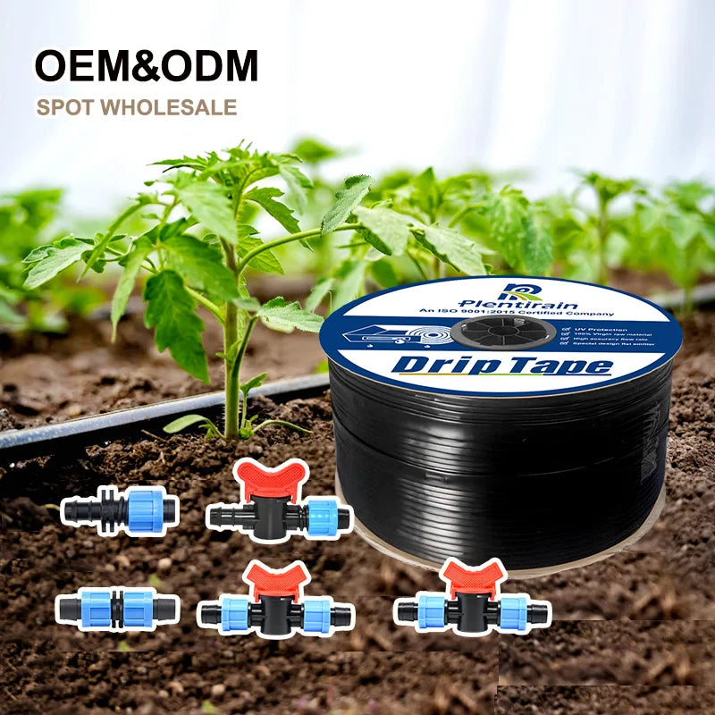 Farm Drip Irrigation PE Water Hose Plastic Drip Tape for Greenhouse & Garden Irrigation Flat Dripper for Flat Topography