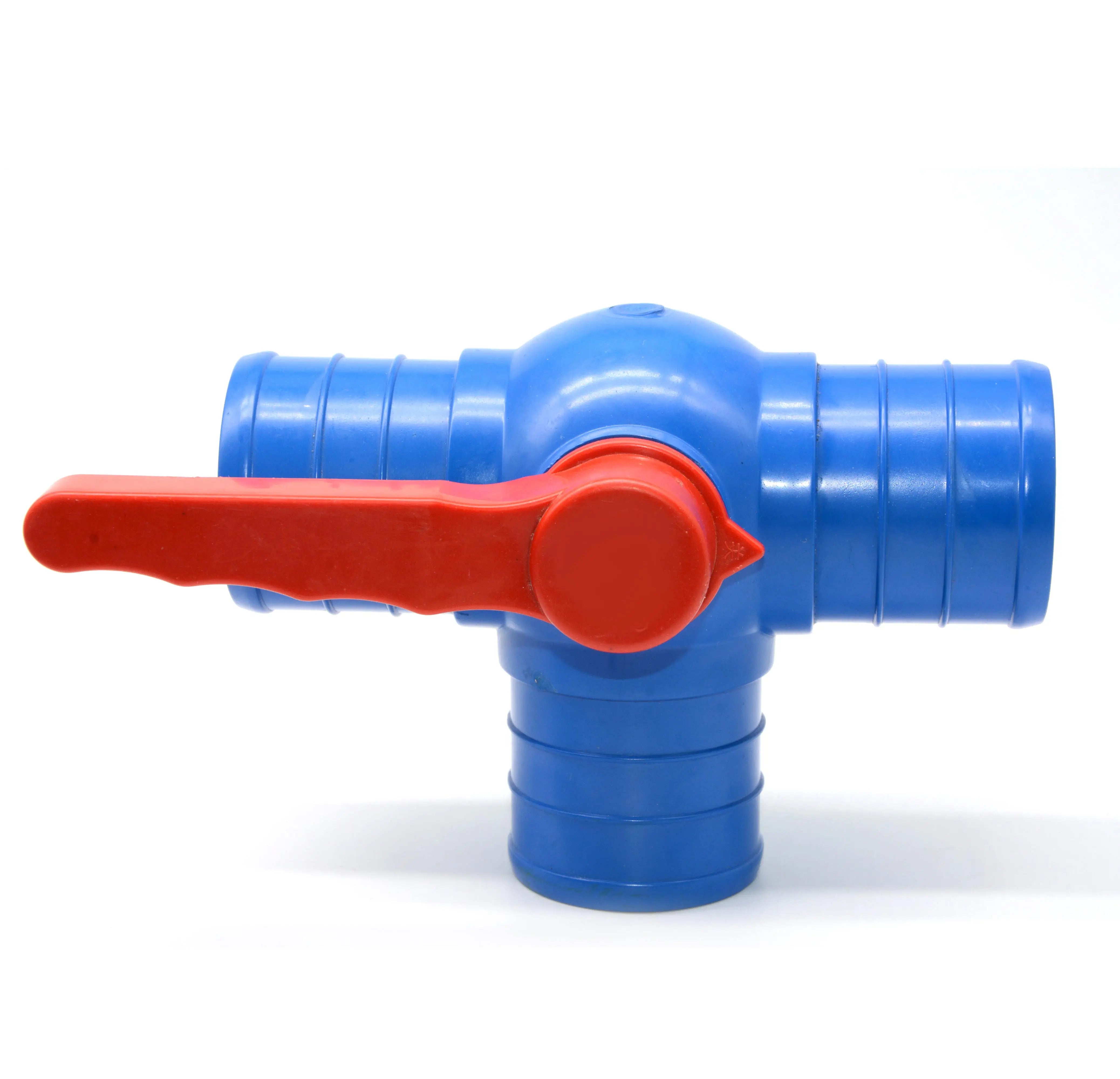 Irrigation PVC Layflat Hose Fitting Connector Three Way Pvc Tee Ball Valve