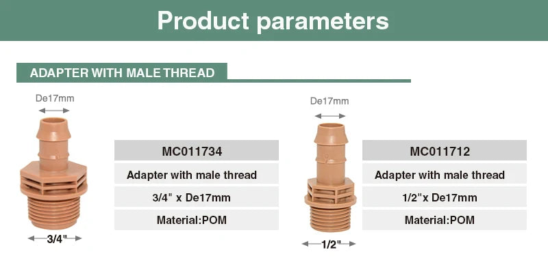 Drip Irrigation System Plastic17mm Garden Brown Drip Pipe Connectors LDPE Pipe Fittings for Farm and Greenhouse