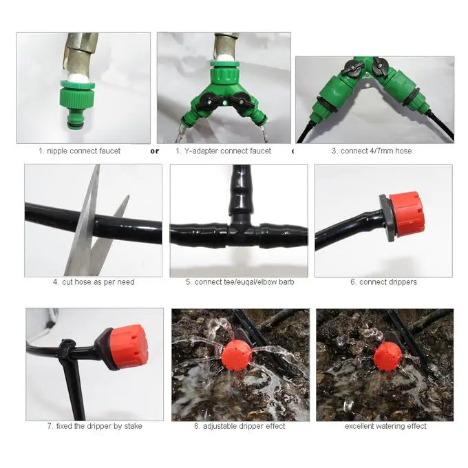 Greenhouse Garden Outdoor Dripper Drip Irrigation Sprinkler Kit Efficient Plastic Watering System Easy Installation for Growing