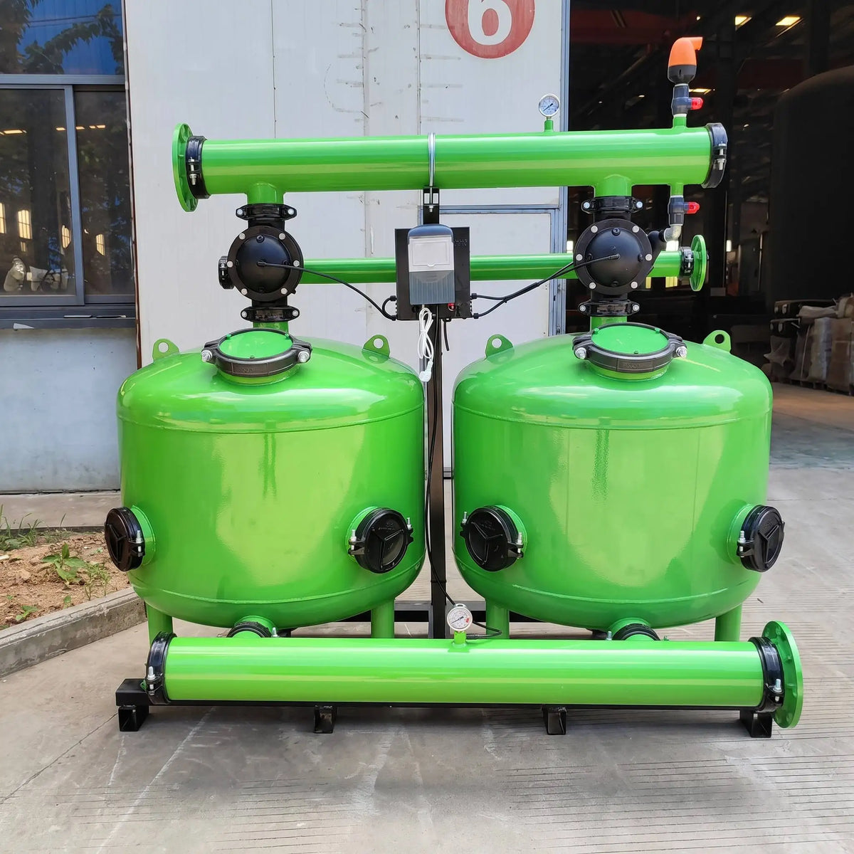 HYRT 自动反冲洗介质砂滤器高效净水过滤器，适用于农场温室灌溉