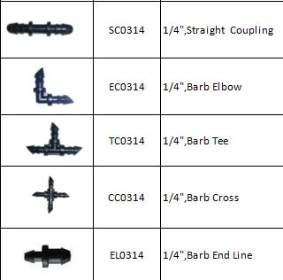 Drip Irrigation Fittings Connectors 1/4 Inch Micro Irrigation System Plastic Hose Barbed Tee Straight Coupling Cross 4mm