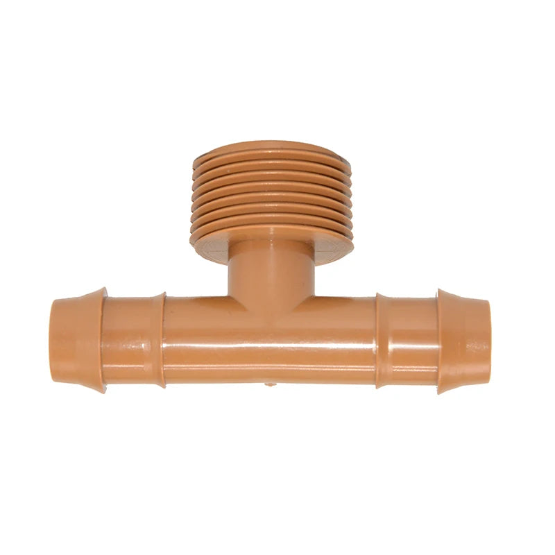 Drip Irrigation Brown Barbed Adapter Coupling Fittings Fits 17mm Drip Tubing