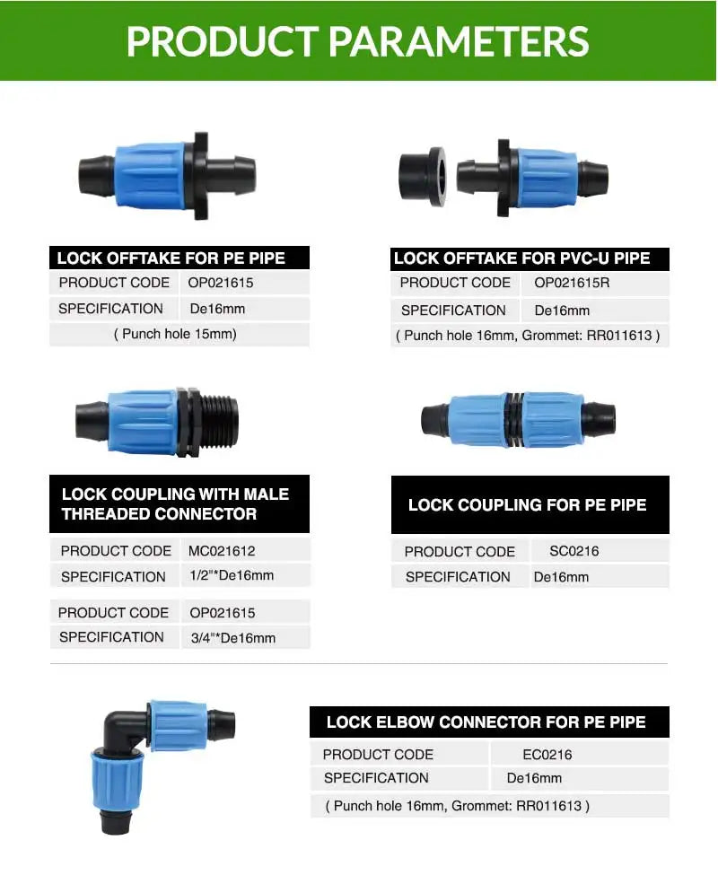 China Manufacturer 13 Years Experience Thick Drip Tape Connector Lock Elbow Connector for PE Pipe