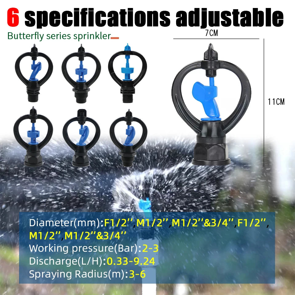 1/2 “& 3/4” 雄性或雌性蝴蝶360喷水器，用于喷灌系统