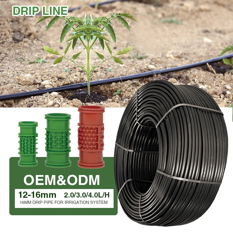 Drip Irrigation Tape System Cylindrical Drip Line Tube Drip Irrigation Pipe 16mm Drip Hose with Round Dripper Farm System