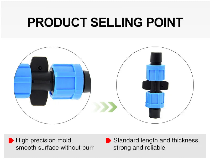 Durable Plastic Drip Tape Fittings Accessories Water Hose Connectors for Home Drip Irrigation Garden Valves Aging Resistant