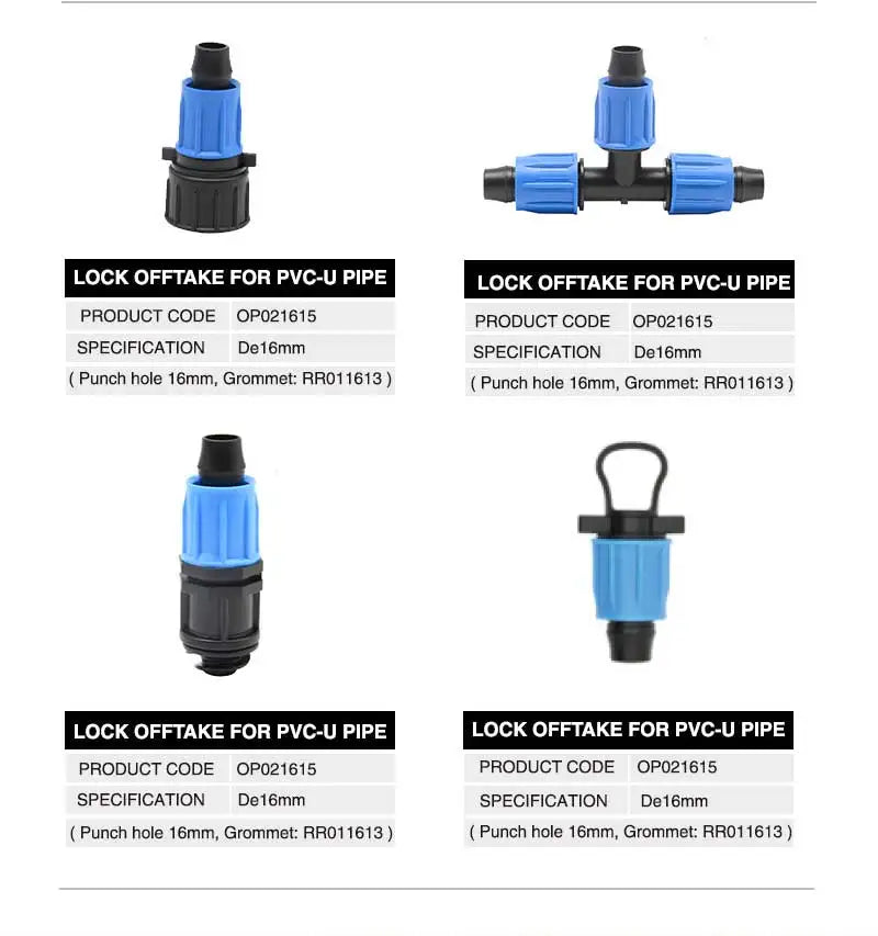 Lock Offtake Barbed Offtake Threaded Elbow Fittings for Thick Walled Drip Line 16mm Diameter Grey