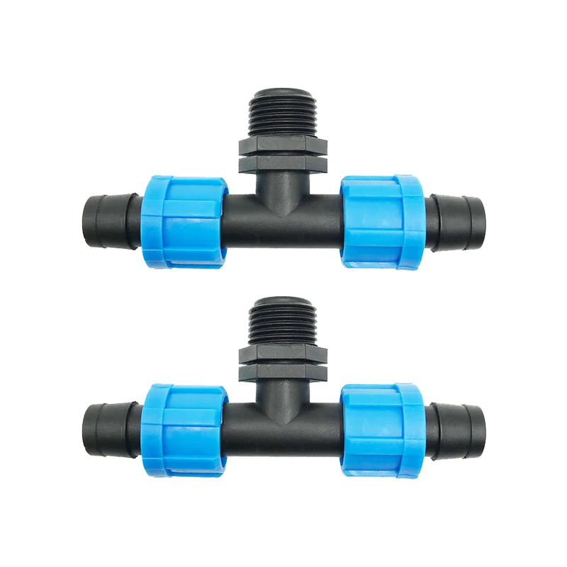Drip Tape Couplings for Irrigation 16mm 2-Way Quick Connector Thread Lock Extension Joint Greenhouse
