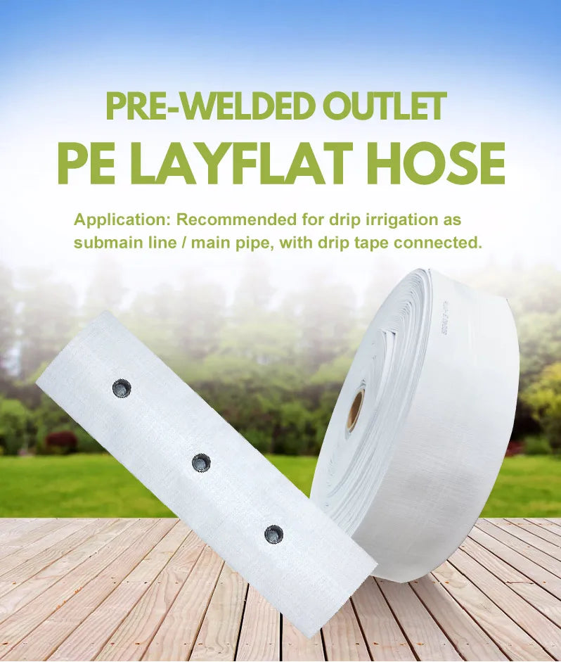 HARMONY PE Layflat Hose Drip Irrigation Main Pipe with Pre-Holed Holes 0.6-2.5bar Pressure Recyclable for Farm & Garden Use