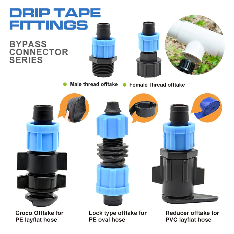 China Drip Irrigation Fittings Drip Irrigation Supplies& Accessories Drip Irrigation System Parts Drip Tape Connectors 17mm