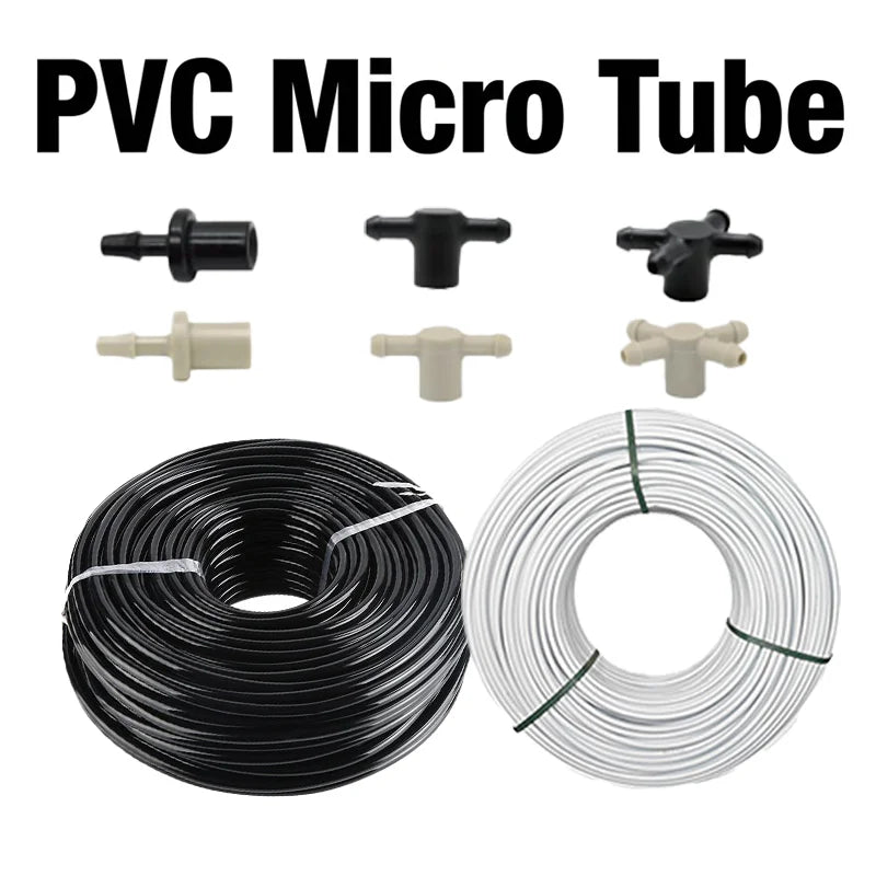 PVC Micro Pipe for Drip Irrigation System Garden Watering 3mm 5mm Micro Tubing for Greenhouse Vegetable Flower Pot Supply
