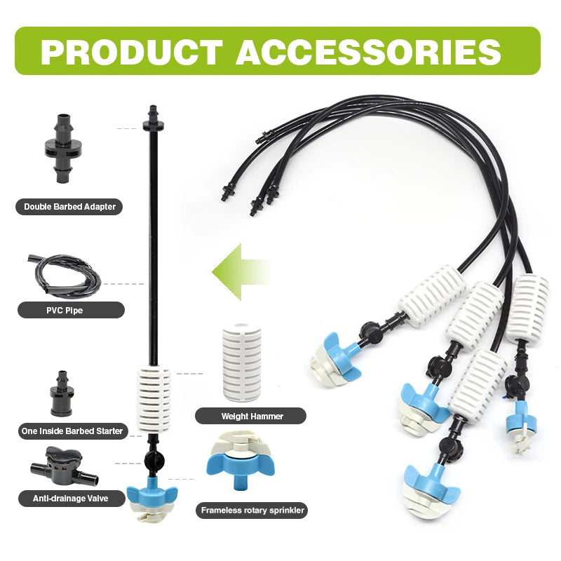 360 Gear Drive Mini Sprinkler Set Hanged Plastic Eco-Friendly Farm Agriculture Irrigation System
