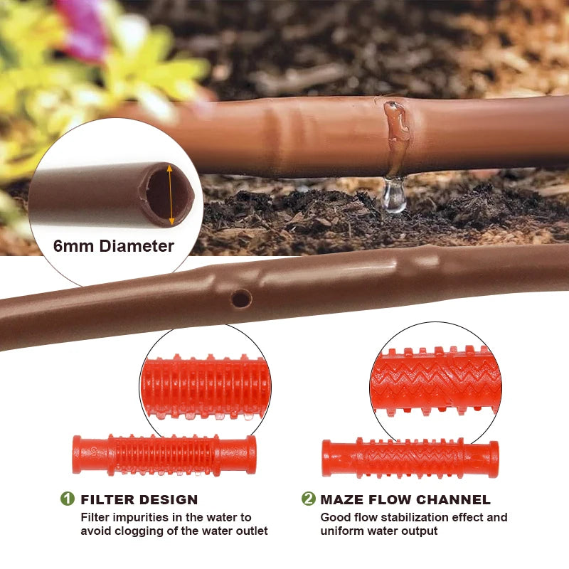 Wholesale Price  Garden Drip Line 6mm Drip Irrigation Pipe 1/4'' Inch Tree Watering for Agriculture  Drip Irrigation System
