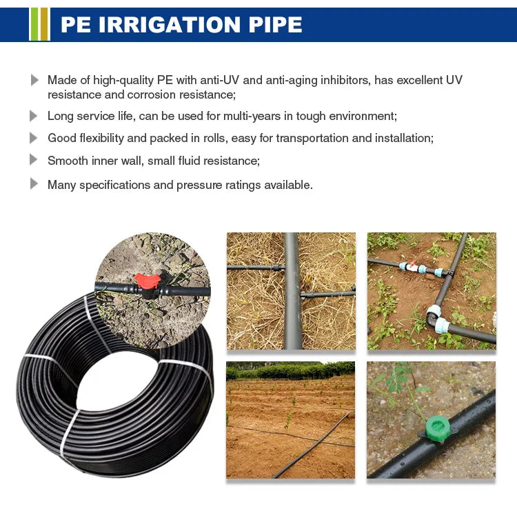 Drip Irrigation System Main Pipe Plastic PE Lay Flat Hose 2-8inch for Farm Watering Irrigation