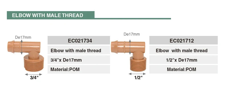 Drip Irrigation System Plastic17mm Garden Brown Drip Pipe Connectors LDPE Pipe Fittings for Farm and Greenhouse