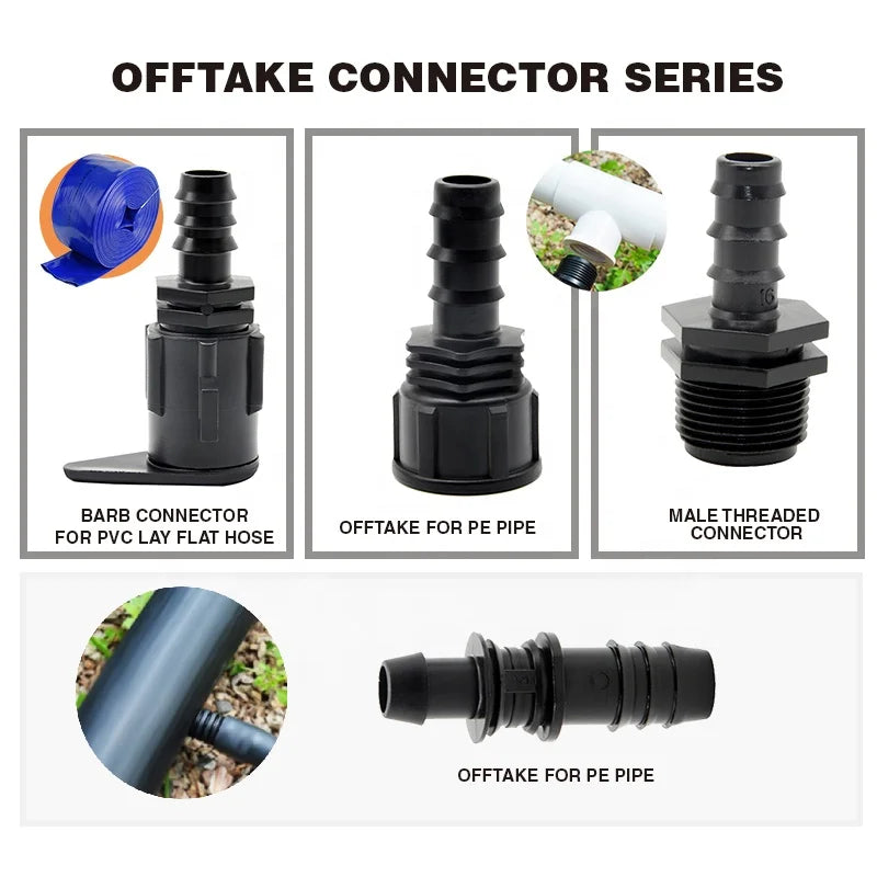 Agriculture Drip Irrigation Drip Tape Tee Barb Connector BOM Valve for Water Hose Garden Irrigation Durable Plastic ISO9001