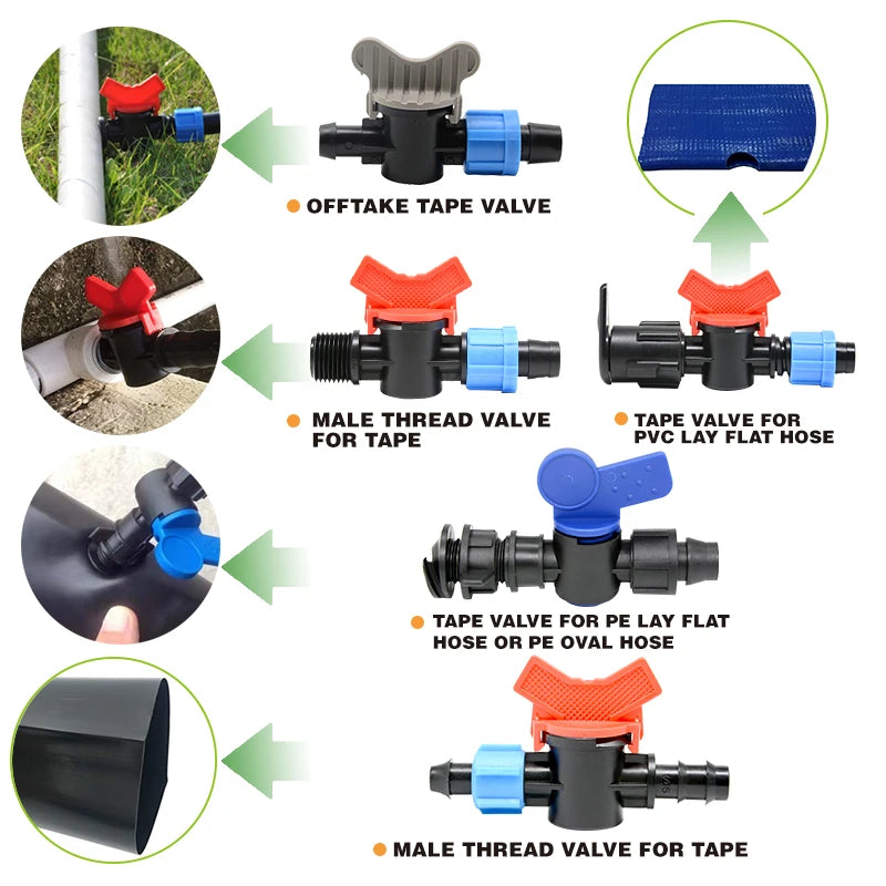 Small Shut Off Mini Valve Thin Wall Drip Line Drip Irrigation System PE Pipe Fitting for Garden Farm Watering Control