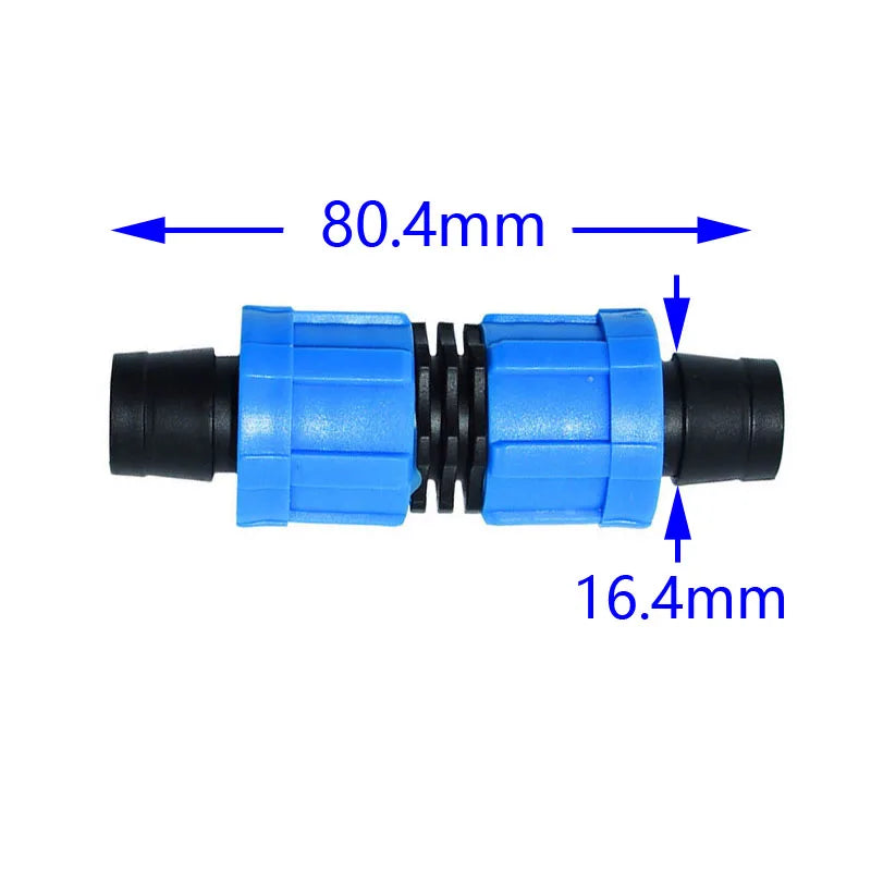 Drip Tape Couplings for Irrigation 16mm 2-Way Quick Connector Thread Lock Extension Joint Greenhouse