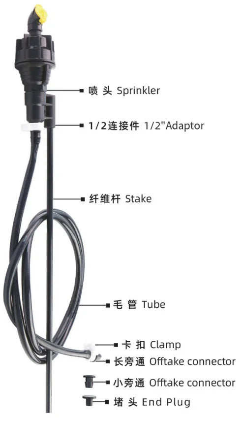 用于喷灌系统的360度塑料旋转洒水1/2