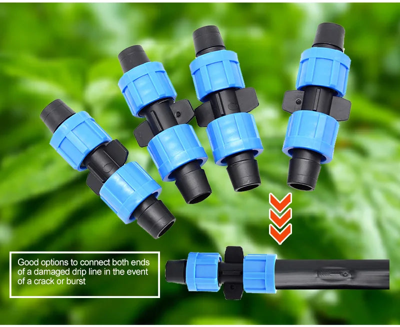 Durable Plastic Drip Tape Fittings Accessories Water Hose Connectors for Home Drip Irrigation Garden Valves Aging Resistant