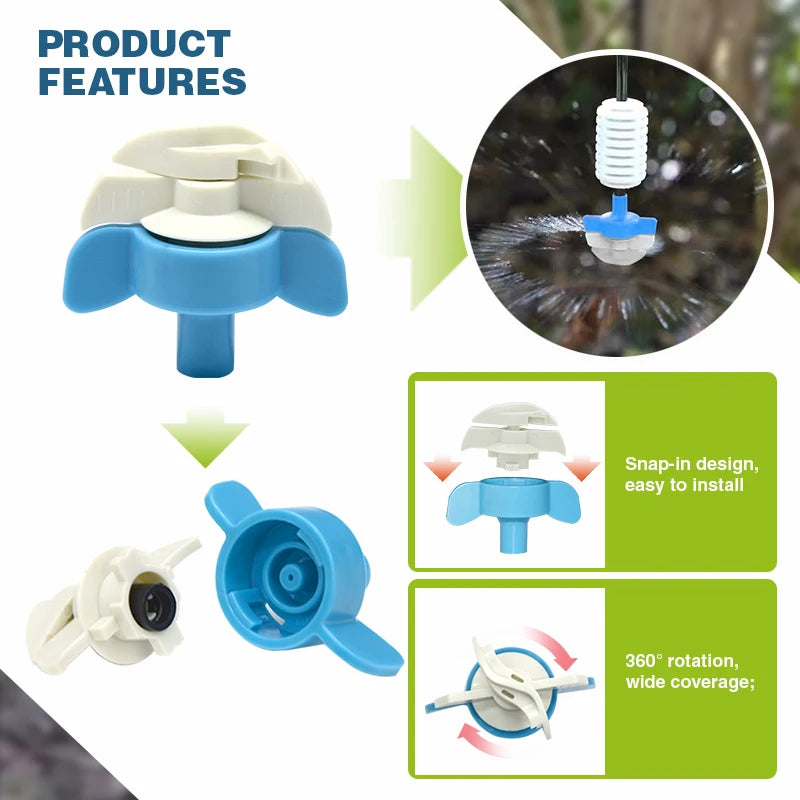 Other Watering & Irrigation Garden Water Sprinkler 4x7mm Micro Sprinkler Plastic with Anti-drainage Valve for Farm Greenhose