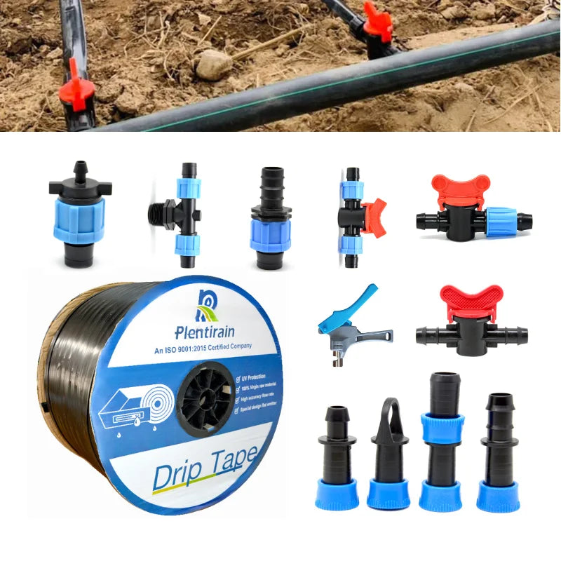 Plentirain 16 mm Irrigation Goutte a Gouttz Drip Tape with Flat Dripper Plastic Drip Tape for Greenhouse and Water Hose