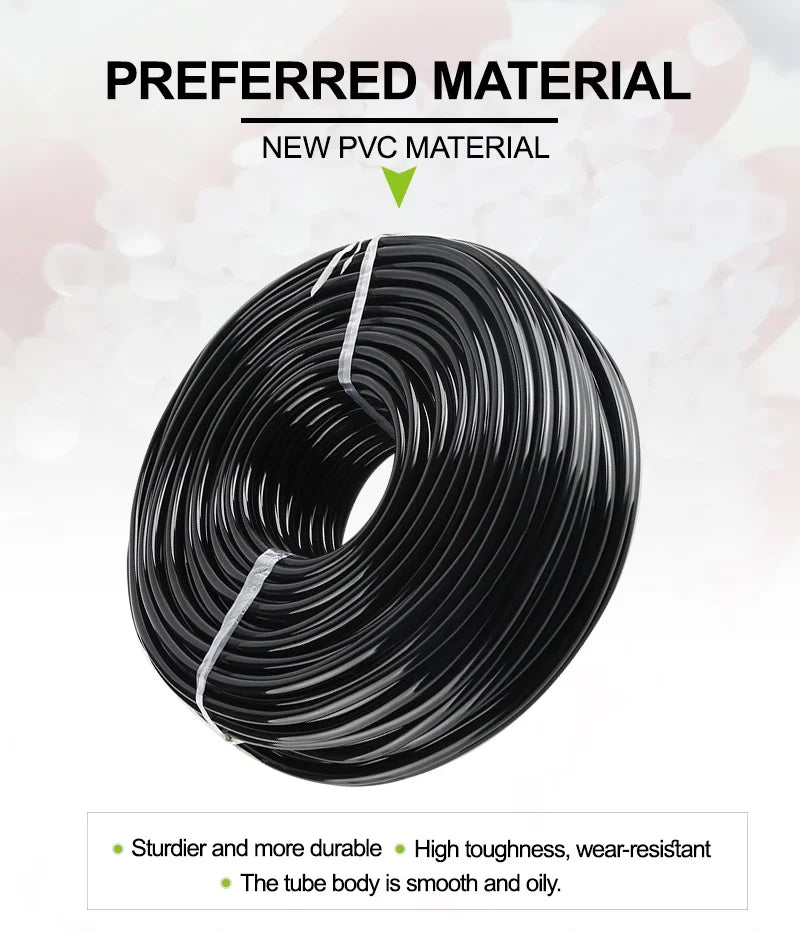PVC Micro Pipe for Drip Irrigation System Garden Watering 3mm 5mm Micro Tubing for Greenhouse Vegetable Flower Pot Supply
