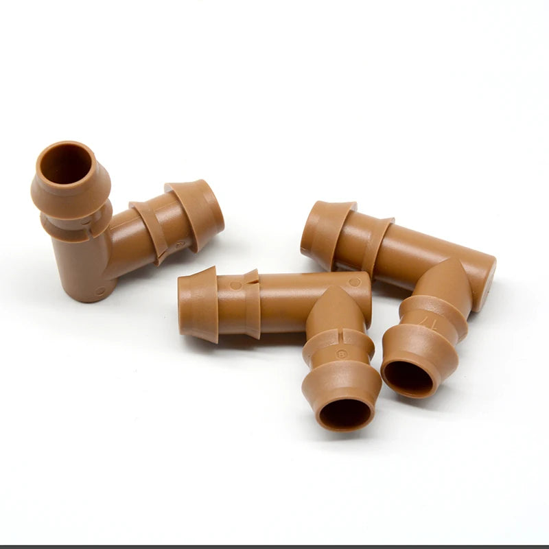 Garden Irrigation System Brown Barbed Connector Elbow 90 Degree Fittings 1/2  Inch 17mm Drip Hose
