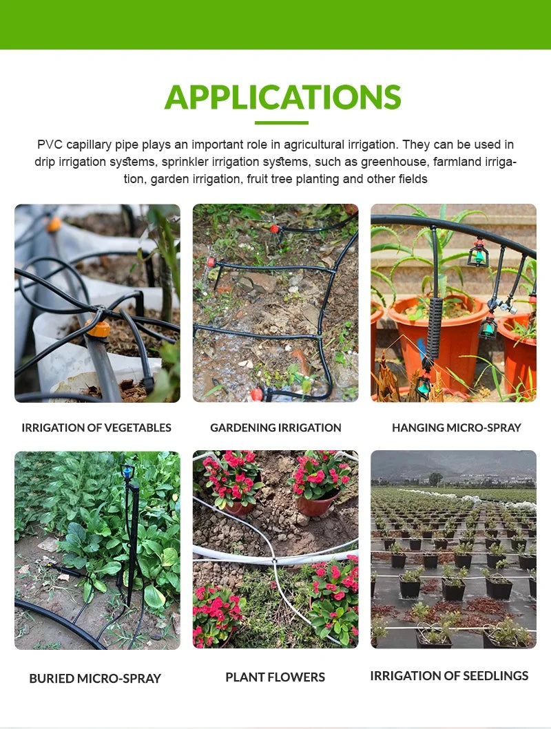 PVC Micro Pipe 4mm 7mm for Drip Irrigation Accessories Garden Greenhouse Watering System Micro Hose for Vegetables
