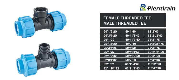 Plentirain PP Compression Fittings HDPE Pipe Coupling PN16 20mm-110mm UV Resistant ISO9001 CE Certified Plumbing Connector for