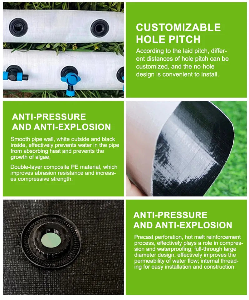 HARMONY Plastic Drip Line Double-layer Design 4 Inch 1.2 bar Lay Flat Hose 100m Roll Length for Agriculture Irrigation System