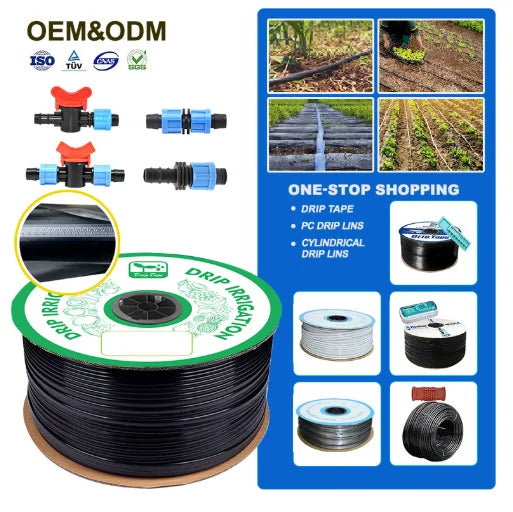 High-Quality PE Material Drip Irrigation Tape for Agriculture Clogging Resistant Continuous Flat Dripper Tape 16mm